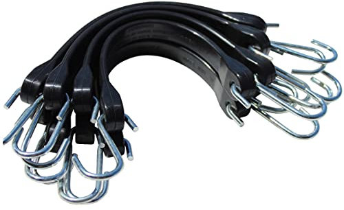 Spanngummi-Set (8x25cm) Schwarze Expander EPDM Spanngummis mit S-Haken, Starke Outdoor Gummis, UV-beständig