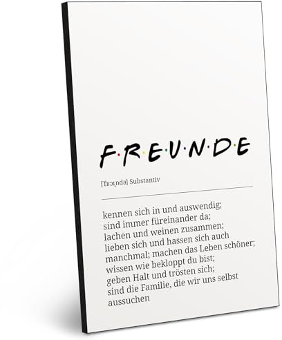 ARTFAVES® Worterklärung Freunde | Wortdefinition Bild als Geschenk | Schild Holzbild mit Spruch zum Thema Freundschaft/Beste Freundin