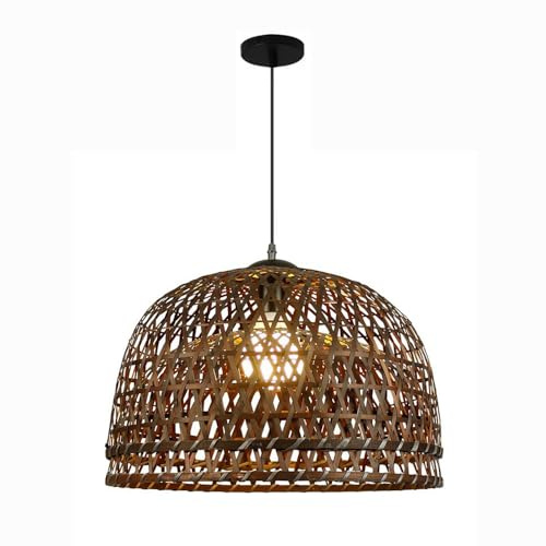 YANZHAOA Lámpara Colgante De Restaurante Nórdico Lámpara Colgante De Techo con Tejido De Bambú Minimalista Zen Pantalla De Bambú Tallada A Mano para Clubes del Sudeste Asiático Decoración De Estancia