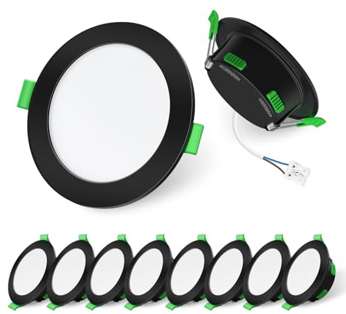 ALUSSO LED Einbaustrahler 230V 3CCT Dimmbar,4W/6W/8W Schwarz Spots 10er Set