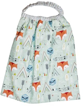 Serviette de Cantine - Serviette de Table XXL pour Enfant - Tour de Cou élastique - Personnalisable (imperméable) - Renards Vert d'eau