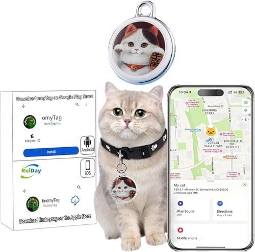 PPSMRT GPS per Cani e Gatto, Localizzatore per Collare Gatto GPS Impermeabile, GPS Animale Localizzatore con Bluetooth Smart, Tracker di attività in Tempo Reale (GPS Gatto)