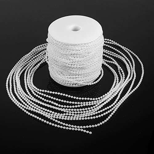 WPKD BLUEIY Pearl Shiny Christmas Bead Chain,Artificial Pearl Beads Chain,50M Roll 3mm Diameter,for Party Wedding Christmas Decoration Centerpieces (White)