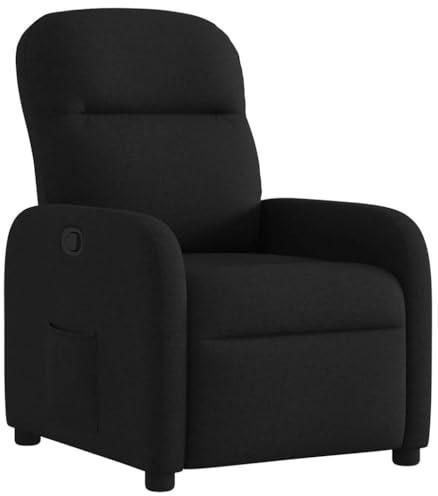 vidaXL Sillón reclinable de Tela Negro, Silla reclinable, sillón reclinable para Ancianos, sillón de sofá, sillón, sillón reclinable para TV