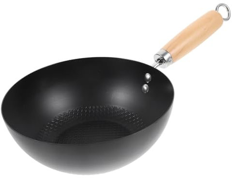 GRADENEVE Iron Wok Non-stick Small Frying Pan Comfortable to Hold Handle Heat Insulation Multipurpose Cooking Pot