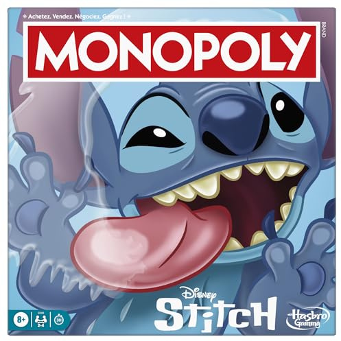 Monopoly Stitch, Brettspiel, 2 bis 4 Spieler, 30 Minuten, Disney Lilo & Stitch Edition, ab 8 Jahren