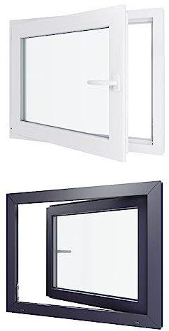 Ventana de PVC – 900 x 700 mm – Triple Acristalamiento – Bicolor blanco int/antracita ext-mango a la derecha