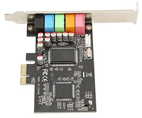 Scheda PCIE 5. - Riproduzione e Registrazione Surround a 6, Scheda Interna 24 Bit 48 KHz per PC, Accessori per Computer di Alta qualità, Porta PCI Expr