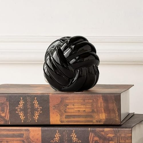 Ceramic Knot Decor, Small Chain Link Decor, Coffee Table Decor, Book Shelf Decor, Entry Table Decor, Aesthetic Minimalist Decorative Objects for Modern Home Living Room, Desk Decor for Office (Black)
