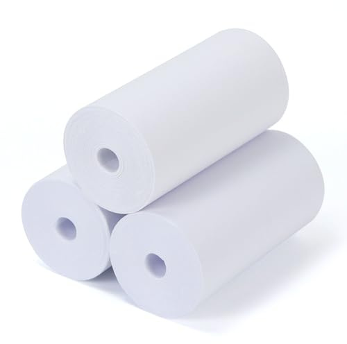 MultiBey 3 Rolls 3 Inch Refill Sticky Note Rolls for Wooden Dispenser | 3 Pack Replacement Memo Rolls, 3 Inch Wide Self-Adhesive Paper, Clean Tear Design, Fit Spindle Size, White Writing Surface