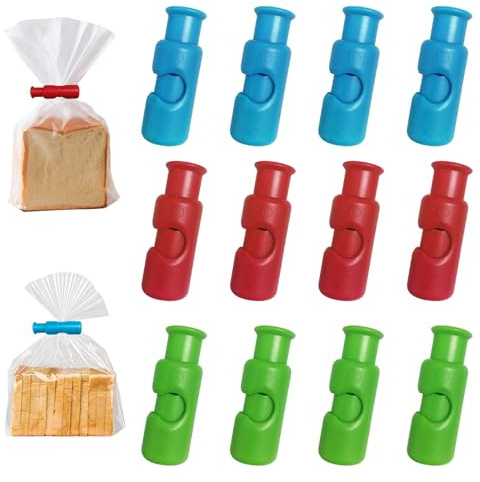 Food Bag Clips, 12 Pcs Kitchen Squeeze and Lock Food Bag Clips