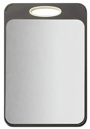 Tabla de cortar de acero inoxidable – Tabla de cocina de metal antideslizante de doble cara | Base higiénica para restaurante y hogar | Tabla de trinchar para carne y