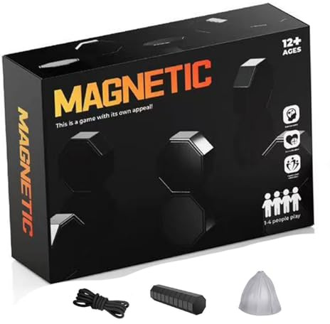 Gioco magnetico Gioco magnetico portatile con corda per il pensiero strategico Divertenti giochi da tavolo per famiglie per bambini Adulti 20 pezzi magnetici in scatola nera