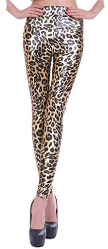Huixin Leggings A Vita Alta in Pelle da Donna Slim Fit in Pelle Sintetica Pantalone Leggings di Treggins Leggings in Similpelle Look in Pelle (Color : Leopard, Size : S)