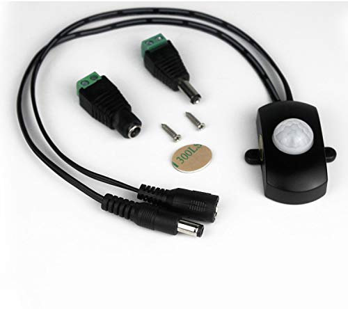 Aotomatic Mini 5A PIR Détecteur de Mouvement Infrarouge Commutateur pour LED Strip Light + Female Male DC Power Connector