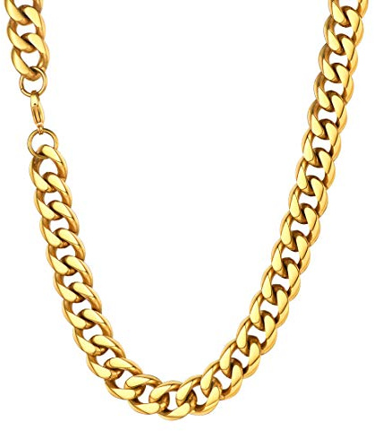 U7 Stainless Steel Gold Necklace for Men, Women Cool Mens Chain Hip Hop Jewellery