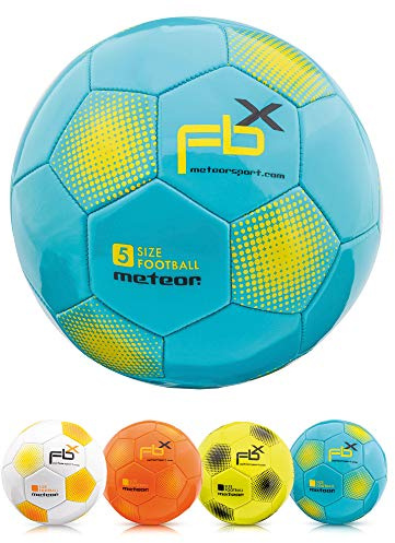 meteor Pallone da Calcio Cucito per Bambini Adolescenti e Adulti 5 4 3 1 Dimensioni e 4 Colori Perfetto per Allenamento, Giochi Ricreativi (#5, Blu)