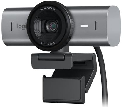 Logitech MX Brio Ultra HD 4K Collaboration and Streaming Webcam, 1080p at 60 FPS, Dual Noise Reducing Mics, Show Mode, USB-C, Webcam Cover, Works with Microsoft Teams, Zoom, Google Meet - Graphite