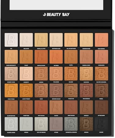 BEAUTY BAY Nude 42 Piece Colour Eyeshadow Palette - Make Up Beauty Products - Vegan Gifts - PETA Certified Cruelty Free - Matte - White, Beige, Nude, Sepia & More