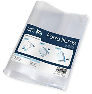 RAYLU PAPER – Verstellbare Buchhülle mit Klebestreifen, 5 Stück, selbstklebende Buchhüllen aus widerstandsfähigem 130 Mikron PVC, einfache und schnelle Installation (22,2 x 41,5)