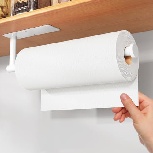 Porta rotolo da cucina – autoadesivo o forabile, bianco porta asciugamani di carta da parete per la cucina, dispenser di rotoli da cucina in acciaio inox SUS304 sotto l'armadio