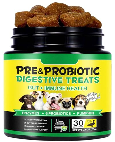 Probiotics for Dogs, 30 Probiotic Tablets for Dog, Dog Probiotics for Gut Health Pre & Probiotic Digestive for All Dogs Health & Energy, Duck Flavor