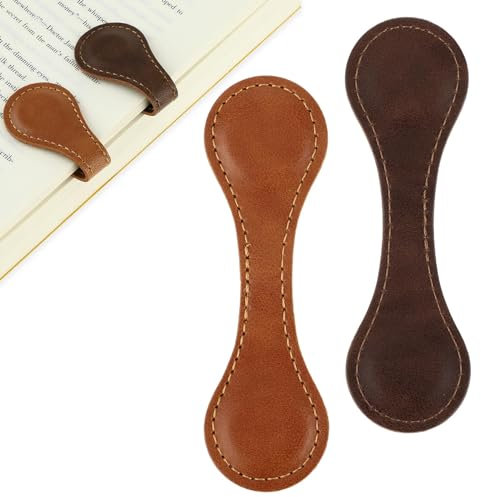 Dimeho 2 Stück Leder-Magnet-Lesezeichen Retro-Buchseitenhalter Vintage-Seitenmarkierungsclip handgefertigt niedliches Lesezubehör für Frauen Bücherwurm Buchliebhaber Lesergeschenk