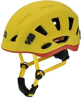 Kong. Leef. Casco da arrampicata e alpinismo. Ultra Leggero 230 grammi. Casco di Sicurezza con Imbottitura interna. Omologato CE EN 12492. Taglia Unica. Regolabile 54-61cm. Colore Giallo