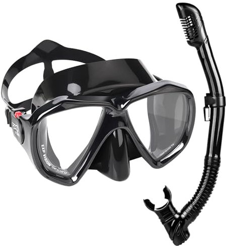 Schnorchelset Erwachsene Trockenschnorchel-Set,Schnorchelmaske Anti-Nebel Tauchmaske mit Schnorchel Set, Professionelle Tauchbrille Schnorchelausrüstung für Schnorcheln & Tauchen