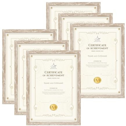 EXYGLO Cornice A4,Cornice in Colore Marrone Chiaro in PS,Cornice da Parete o Tavolo,Decorazione per Casa, Set di 6