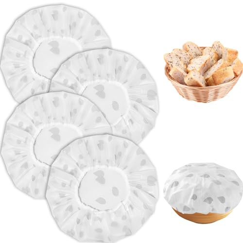 4Pcs Bread Couvre Bols, Ajustable Couvercles de Bols pour Faire lever le Pain Couvre-Bols élastiques, Couvre Bols Réutilisables pour la levée du Pain, levain Couverture à Pain pour lever
