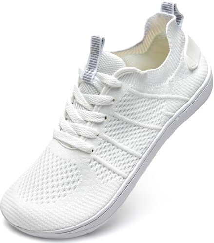 IceUnicorn Breite Barfuss Schuhe Damen Barfußschuhe Leichte Zero-Drop Atmungsaktiv Unisex Herren Minimalistische Outdoor(555Weiß,39EU