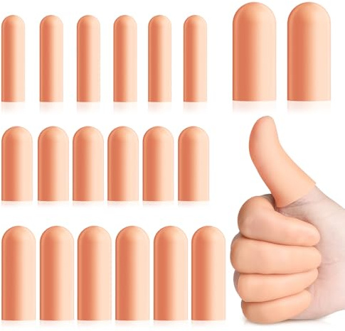 20 Pcs Gel Finger Protectors, Finger Caps Silicone Fingertips Protection, Reusable Soft High Elastic Fingertip Bandages for Relief Fingers Arthritis, Cracked , and Other Fingers Pain(Multi-Size)