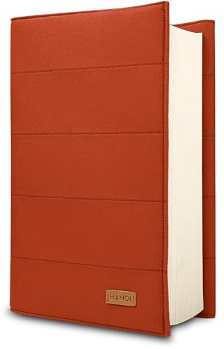 HANOI Collection® Bokärm justerbar vadderad. Bokskydd, Skydd för läsböcker. Bokomslag för pocketböcker och stora böcker. Bokomslag Reglerbar. Presenter till bokälskare. Läsare gåvor (Orange, Liten)