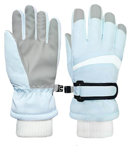 lifwimner Kids Winter Snow Ski Gloves for Boys Girls Children Snowboard Waterproof Thermal Fleece Gloves for Cold Weather (Blue, L)