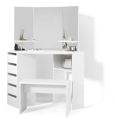 Livinity Toletta ad angolo Enna, Bianco, 110 cm con panca