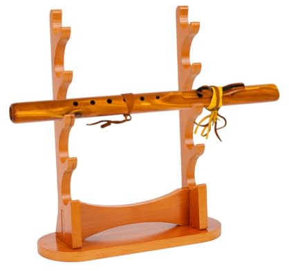 nbeads Support de Flûte en Bois, Présentoir à Épées à 5 Niveau Support de Bureau en Bois pour Flûte à Bec Soprano et Instruments à Vent, 31x11.5x37cm