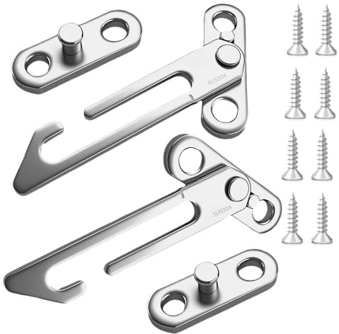 2 Pack Window Safety Restrictors Locks Left Right-Handed Safety Catch with Screws Window Ventilation Lock for Home School Office Adjustable Window Restrictor Locks