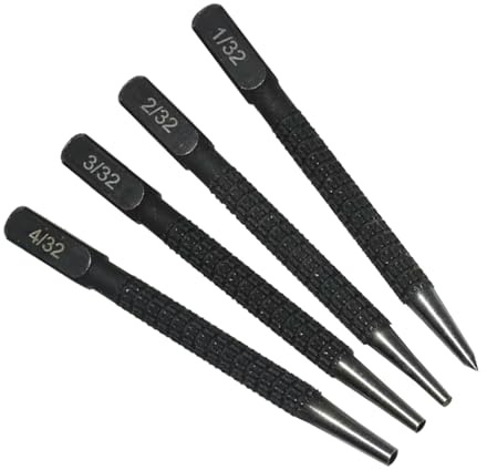 4 Pcs Positioning Punch Set, Nail Punch, Portable Automatic Centre Punch for Metal, Wood, 1/32, 2/32, 3/32, 4/32, Black