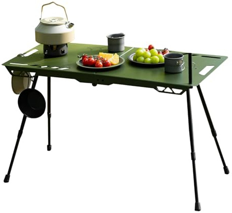 Campingbord Bärbar Aluminiumlegering Med Justerbart Höjd | Hopfällbart Bord för Picknick För Picknick Vandring BBQ Resor Trädgård Uteplats