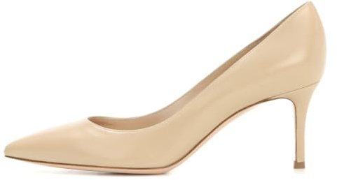 EDEFS - Escarpins Femme - Kitten-Heel Chaussures - Bout Pointu Fermé - Classique Bureau Soiree Shoes - Beige - Taille 45