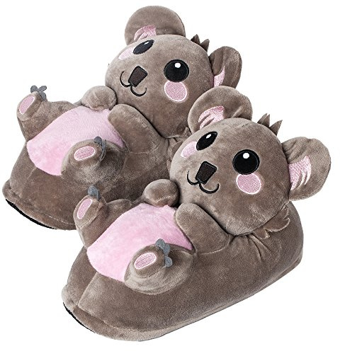 corimori Süße Plüsch Hausschuhe (10+ Designs) Koala „Hugo“ Slipper Einheitsgröße 25-33,5 Unisex Pantoffeln Grau