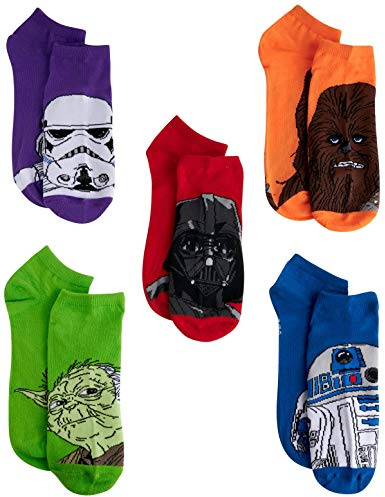 STAR WARS Lot de 5 paires de chaussettes invisibles pour homme, Couleurs assorties, 10-13