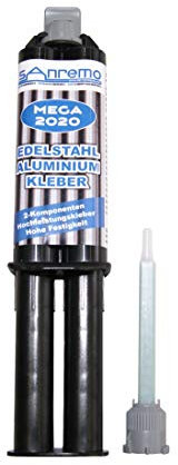 10x MEGA 2020 Edelstahl- & Aluminiumkleber 25ml + 10 Mischdüsen 2-Komponenten-Kleber