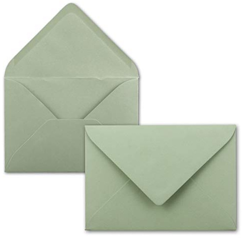 100x Buste B6-17,5 x 12,5 cm - verde eucalipto - colla umida con lembo a punta - 120 g/m² - per matrimoni, biglietti d'auguri, inviti