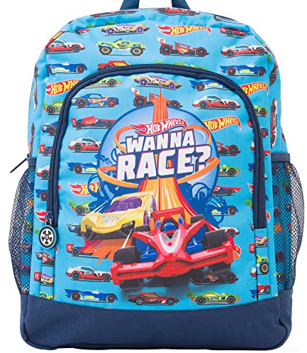 Hot Wheels Mochila escolar con licencia | Mochila oficial para niños | Mochila azul grande para viajes deportivos | Mochilas de regreso a la escuela para niños | niños regalos para niños y niñas