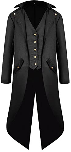 Bichingda Men's Steampunk Vintage Gothic Medieval Tailcoat Jacket Victorian Coat Uniform Halloween Costume