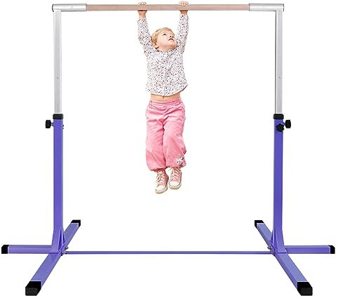 GOPLUS Barra de Gimnasia para niños, aparatos de Fitness, Barra de Entrenamiento Horizontal, Barra de Entrenamiento Regulable en Altura, Estable de Tubo de Acero, para Entrenamiento, dominadas