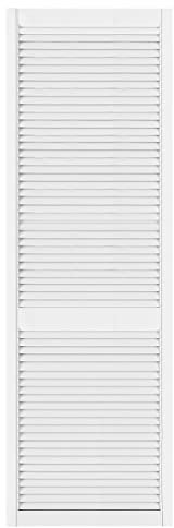 DecoMeister Puerta de Celosia Tipo Persiana Blanca con Marco de Madera Maciza de Pino Frente de Mueble Imprimado con Lamas Listones Abiertos de Dimensiones 594x2013 mm Producto Individual