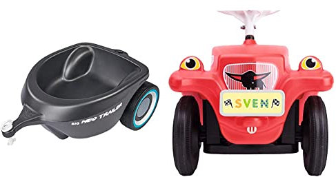 Big-Bobby-Car Neo Trailer Anthrazit - Anhänger Ab 1 Jahr & Mein Nummernschild - Namensschild für das Rutschfahrzeug, Inklusive Führerschein für die Kleinen Fahrer